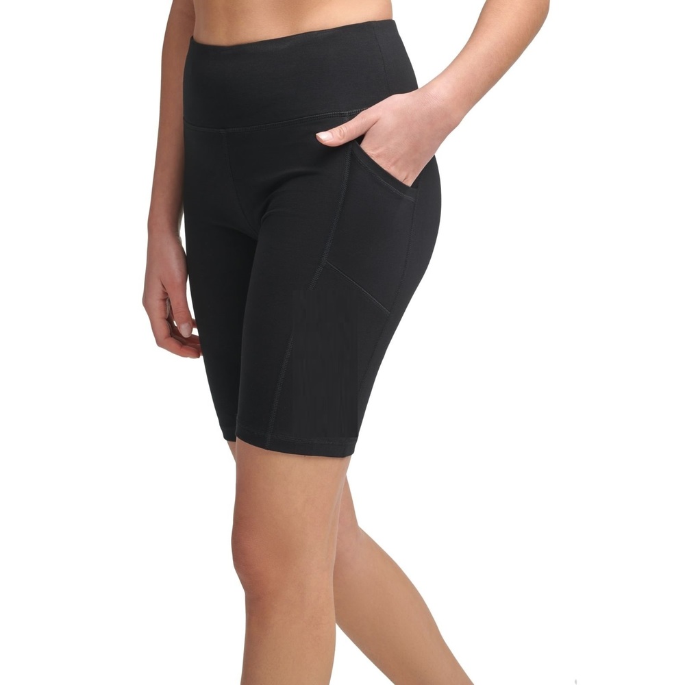 DKNY Womens Logo-Graphic High-Waist Bike Shorts-Small